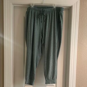 Relaxed Womens Jogger Capri Pants in Heather Green